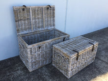 S/2 Rattan Trunks with Leather Straps