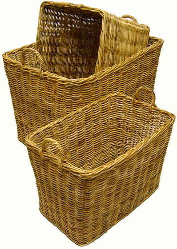 S/3 Tall Rectangle Rattan Storage Baskets