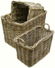 S/3 Tall Rectangle Rattan Storage Baskets